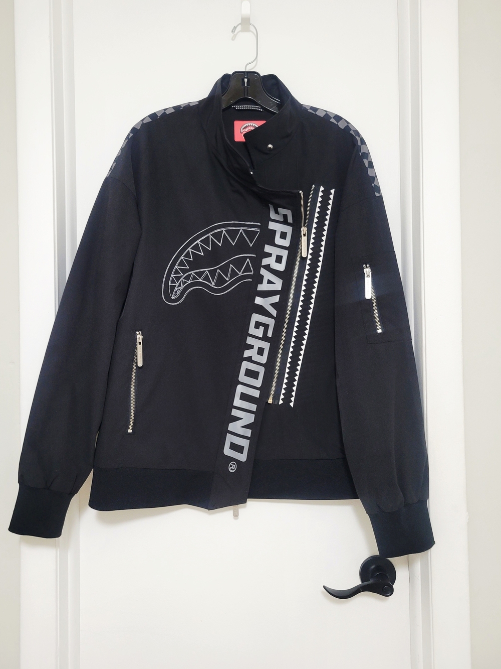 Sprayground Men's Black Logo Zip-Front Jacket